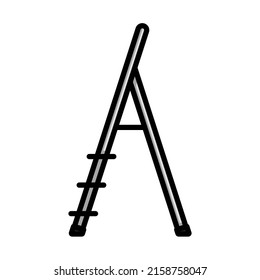 Icono de la escalera de construcción. Contorno de negrita editable con diseño de relleno de color. Ilustración vectorial.