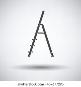 Construction ladder icon on gray background, round shadow. Vector illustration.