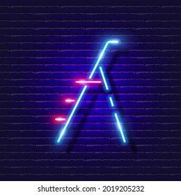 Construction ladder neon icon. Vector illustration for design. Repair tool glowing sign. Construction tools concept.