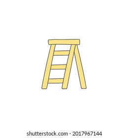 Escala de construcción, icono de escalera de paso en icono de color, aislado en fondo blanco 