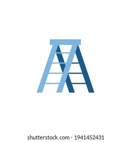 Construction ladder, stepladder icon in color icon, isolated on white background 