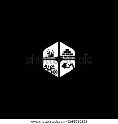 Construction and Landscaping Services Logo Representing Seasonal Aspects