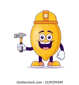 Construction Lemon Cartoon Mascot Character Vector Stock Vector ...