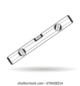 Construction level isolated on white background, monochrome style, vector