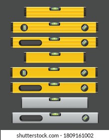 construction level tools set on grey color