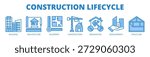 Construction Lifecycle web banner icon vector illustration concept with icons of building, architecture, blueprint, construction, renovation, development, and structure.
