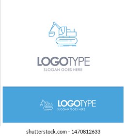  Construction, Lift, Truck Blue outLine Logo with place for tagline. Vector Icon Template background