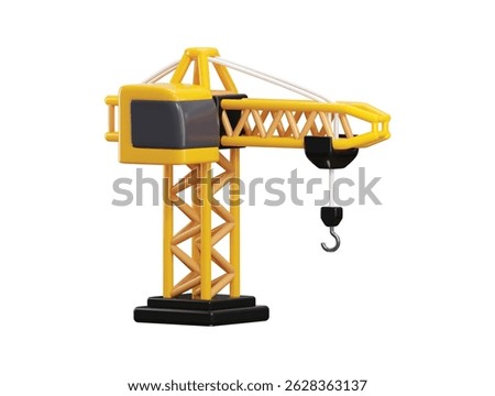 Construction lifting crane icon 3d render concept of building site crane vehicles construction site equipment icon vector illustration