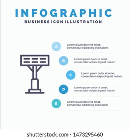 Construction, Light, Stadium Line icon with 5 steps presentation infographics Background