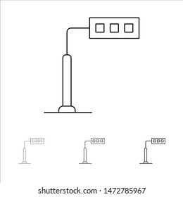Construction, Light, Tower, Road Bold and thin black line icon set