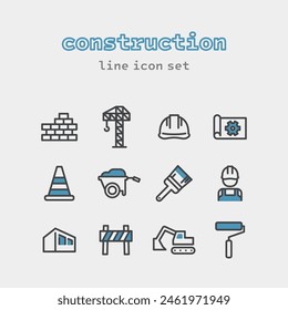 construction line art icon set vector illustration