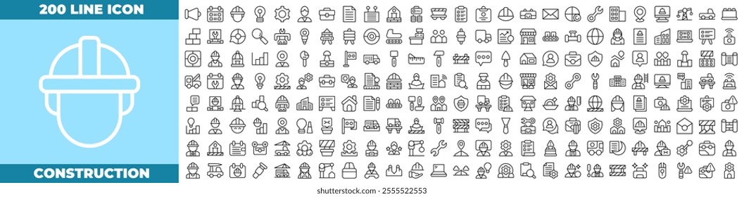 Construction Line Editable Icons set. Vector illustration in modern thin line style of medical icons: construction, drill, excavator, etc