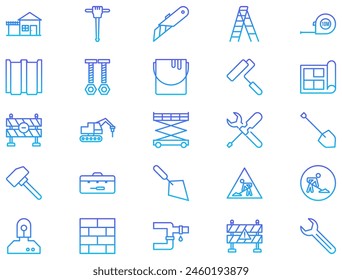 Línea de Construcción Gradiente pictograma símbolo ilustración visual Conjunto