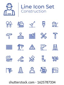 Construction line icon set, repair symbols collection