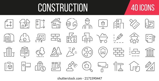 Construction line icons collection. Set of simple icons. Vector illustration