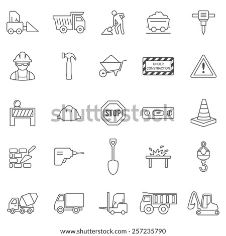 Construction line icons set.Vector