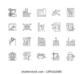 Construction line icons, signs, vector set, outline illustration concept 