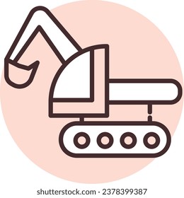 Construction loader bulldozer; illustration or icon; vector on white background.