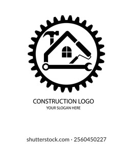 A construction logo with a black color theme conveys strength, authority, and sophistication, making it ideal for businesses that want to project professionalism and premium quality