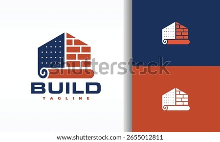 Construction Logo Brick House and Wallpaper Roll