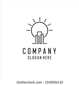 Construction logo with building line art vector suitable for business company architecture industrial,  logo design inspiration