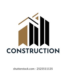 Logotipo de construcción. Edificios y arquitectos. estilo de diseño plano. adecuado para marcas, empresas, licitaciones. Plantilla de diseño de Vectores