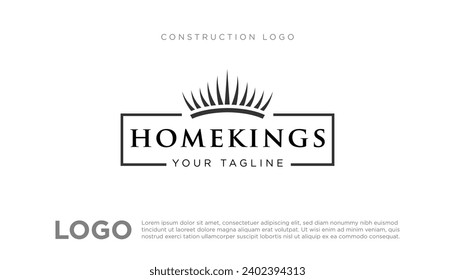 Construction logo, crown logo, rectangle logo