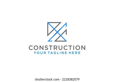 Diseño del logotipo de construcción estilo de línea abstracto