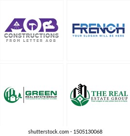 Construction logo design with bathtub hammer circular saw and home building leaf suitable for business real estate national agency