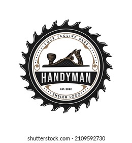 construction logo design. blades and carpentry. 