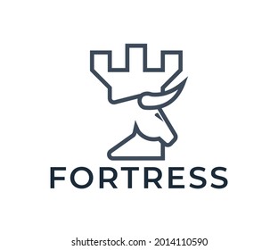 construction logo design, bull logo design, fortress logo template