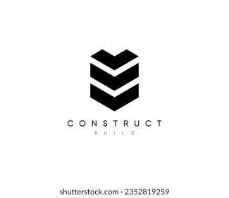 Construction logo design composition for business identity. Modern architecture, planning, structure, building construction vector design symbol.