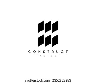 Construction logo design composition for business identity. Modern architecture, planning, structure, building construction vector design symbol.