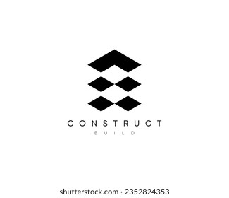 Construction logo design composition for business identity. Modern architecture, planning, structure, building construction vector design symbol.