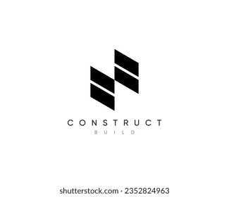 Construction logo design composition for business identity. Modern architecture, planning, structure, building construction vector design symbol.