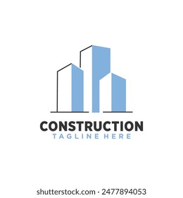 Concepto del diseño del logotipo de la construcción, arquitectónico, edificio