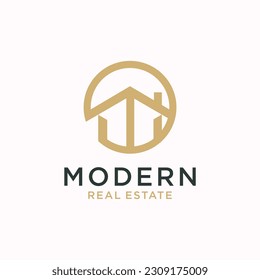 Construction logo design idea with modern concept