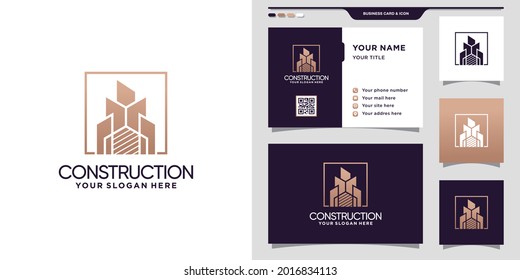 Construction logo design inspiration with modern concept and business card design Premium Vector