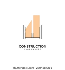 Construction logo design simple concept Premium Vector