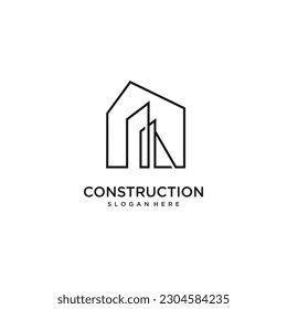 Construction logo design simple concept Premium Vector