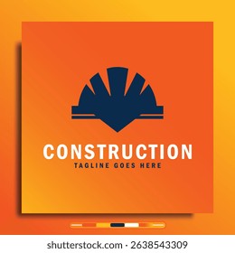 Construction logo design with simple shape gradient color background suitable for business, company brand logo.