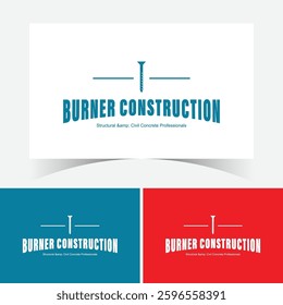 Construction Logo Design Template With Screw. 