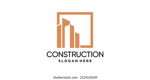 Construction logo design template with square concept