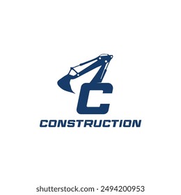 Construction Logo Design Tractor Letter C