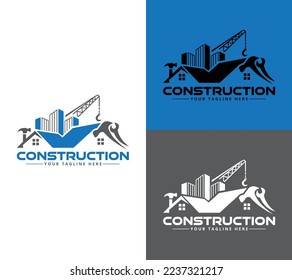 Construction logo design, Vector illustration.