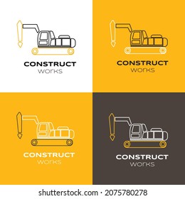 Construction logo flat. Line icon