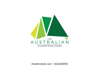 Construction logo forming australian map with triangle object