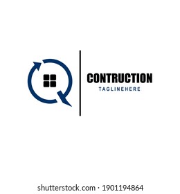 Konstruktionslogo mit hammer kreisförmigem Design auf Blau