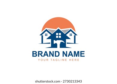 Construction logo. Home renovation logo or construction logo with tools and hardware icon template set