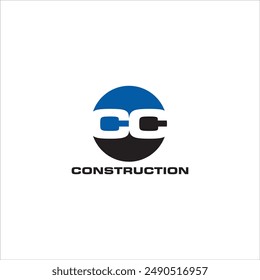 The Construction logo with the initials CC is a circle in blue and black